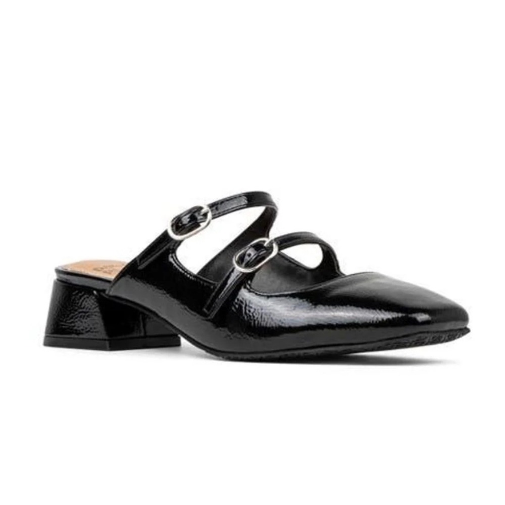 New! Donald Pliner Tria Double Strap MuleSize 7 Black Patent